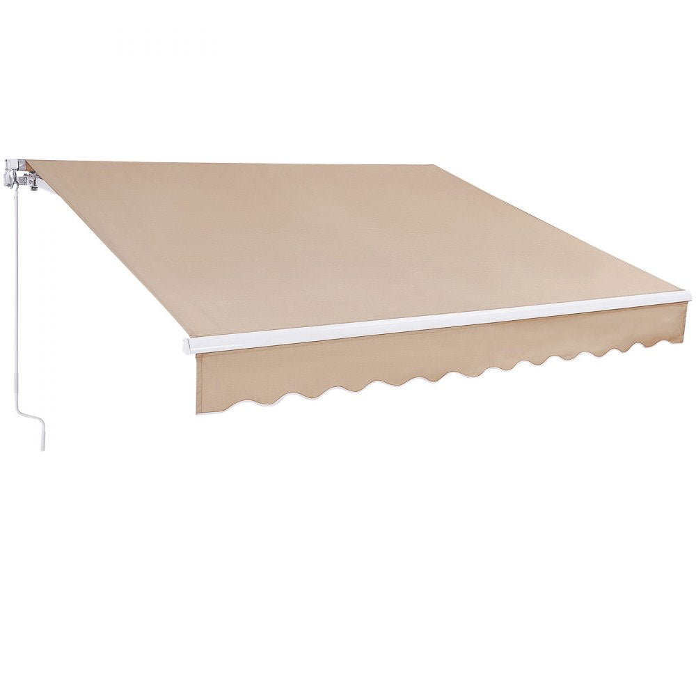 VEVOR Manual Retractable Awning, 10 x 8 ft Outdoor Patio Awning Retractable Sun Shade, Water-Resistant Polyester Patio