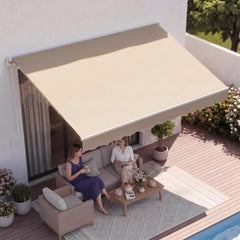 VEVOR Manual Retractable Awning, 13 x 8 ft Outdoor Patio Awning Retractable Sun Shade, Water-Resistant Polyester Patio