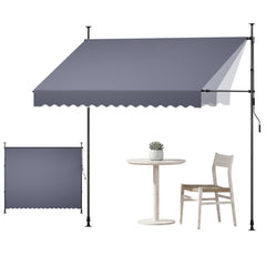VEVOR Manual Retractable Awning, 118" Outdoor Retractable Patio Awning Sunshade Shelter, Height Adjustable Patio Door