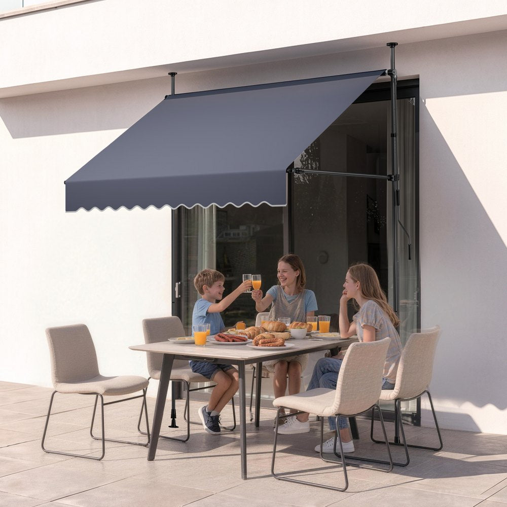 VEVOR Manual Retractable Awning, 78" Outdoor Retractable Patio Awning Sunshade Shelter, Height Adjustable Patio Door