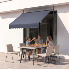 VEVOR Manual Retractable Awning, 78" Outdoor Retractable Patio Awning Sunshade Shelter, Height Adjustable Patio Door