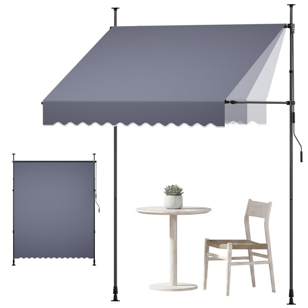 VEVOR Manual Retractable Awning, 78" Outdoor Retractable Patio Awning Sunshade Shelter, Height Adjustable Patio Door