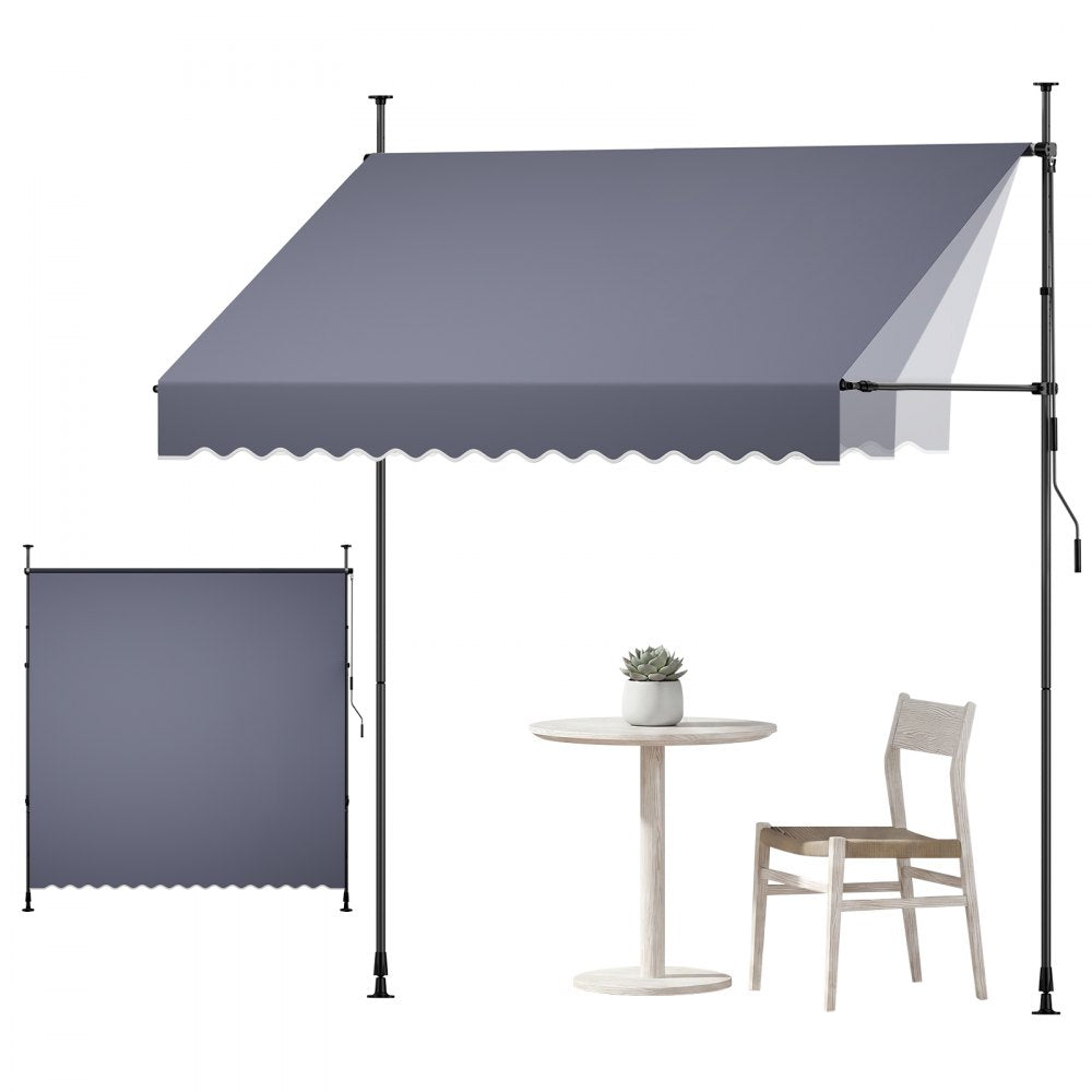 VEVOR Manual Retractable Awning, 98" Outdoor Retractable Patio Awning Sunshade Shelter, Height Adjustable Patio Door