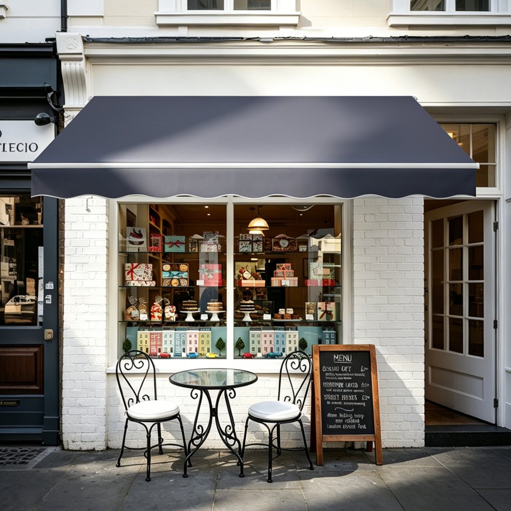 VEVOR Manual Retractable Awning, 11.5' x 9.8' Outdoor Patio Awning Retractable Sun Shade, Patio Door Window