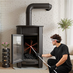 VEVOR Chimney Sweep Kit, 30 ft Maximum Extendable Length Chimney Brush, Chimney Cleaner Sweeper with Dual Brush Heads