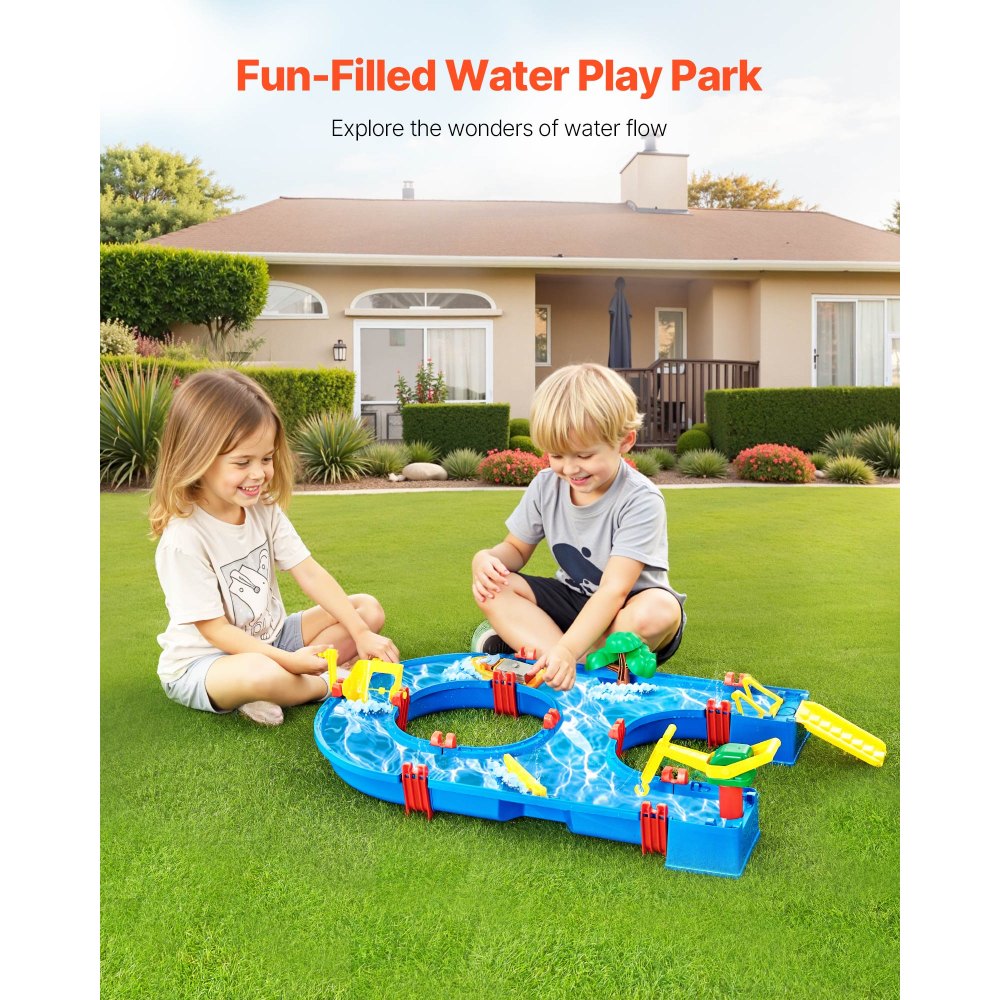 VEVOR Water Table for Toddlers, Kids Activity Play Waterway, Outdoor Summer Water Park Playset with 39PCS Accessories