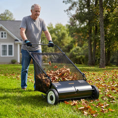 VEVOR Push Lawn Sweeper, 26-inch Leaf & Grass Collector, Strong Rubber Wheels & Heavy Duty Thickened Steel, Durable to