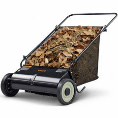 VEVOR Push Lawn Sweeper, 26-inch Leaf & Grass Collector, Strong Rubber Wheels & Heavy Duty Thickened Steel, Durable to