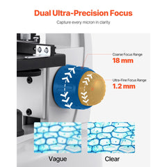VEVOR Trinocular Microscope, 40-5000X Magnification, Professional Compound Microscope for Adult with Phone Adapter, LED
