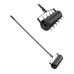 VEVOR Rolling Lawn Aerator, 18-inch Heavy-Duty Manual Rolling Aerator Lawn with Detachable Handle and 27 Iron Spikes