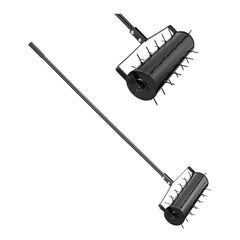VEVOR Rolling Lawn Aerator, 21-inch Heavy-Duty Manual Rolling Aerator Lawn with Detachable Handle and 33 Iron Spikes