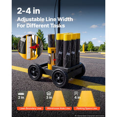 VEVOR Striping Line Marking Machine 6-Can Capacity Black with 4 Wheels, Parking Lot Striping Machine, 2 to 4 in
