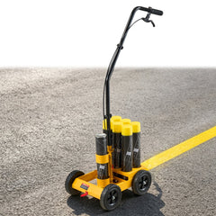 VEVOR Striping Line Marking Machine 6-Can Capacity Yellow with 4 Wheels, Parking Lot Striping Machine, 2 to 4 in