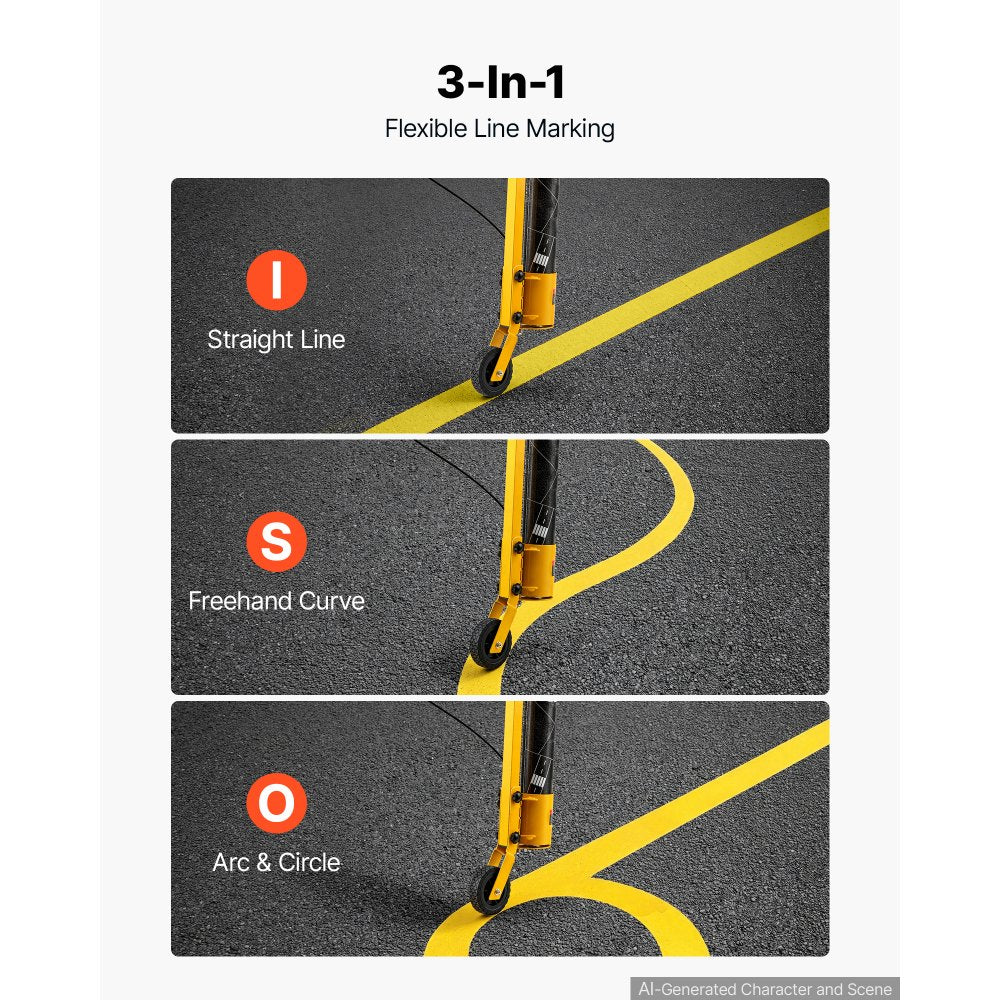 VEVOR Striping Line Painting Wand 4" Heavy-Duty Wheel Marking Paint Wand, For Ground Marking, Parking Lot and Field