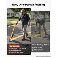 VEVOR Striping Line Painting Wand 4" Heavy-Duty Wheel Marking Paint Wand, For Ground Marking, Parking Lot and Field