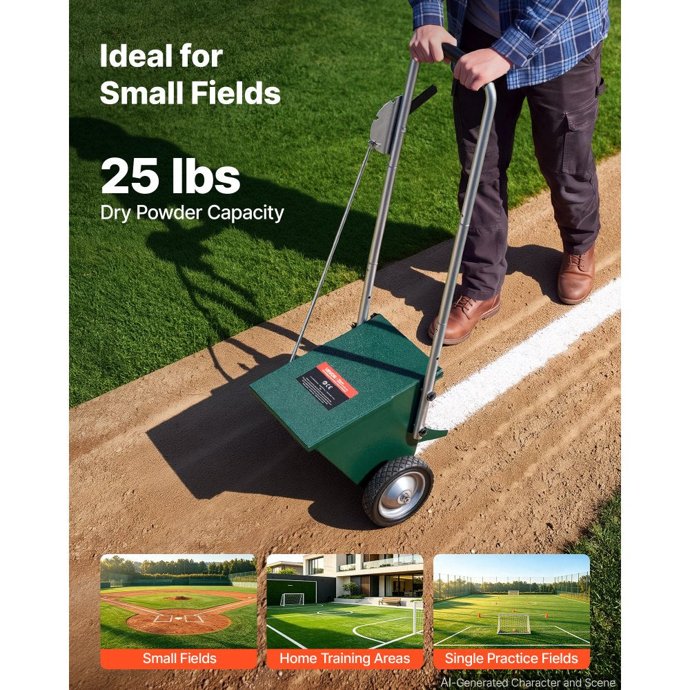 VEVOR Steel Dry Line Marker 25 lbs Powder Capacity Field Dry Line Chalker, For Small Fields, 2 to 4 in Adjustable Line