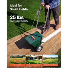 VEVOR Steel Dry Line Marker 25 lbs Powder Capacity Field Dry Line Chalker, For Small Fields, 2 to 4 in Adjustable Line