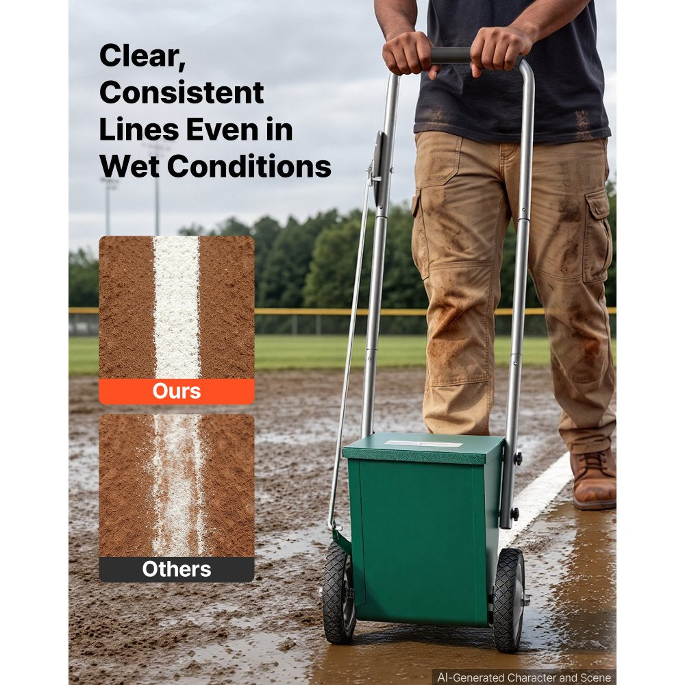 VEVOR Steel Dry Line Marker 25 lbs Powder Capacity Field Dry Line Chalker, For Small Fields, 2 to 4 in Adjustable Line