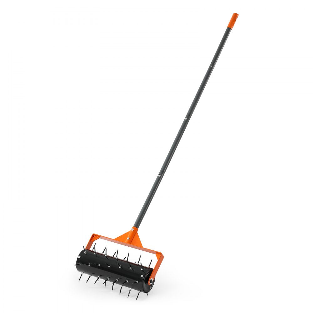 VEVOR Rolling Lawn Aerator, 15 in Manual Push Aerator Roller with 42 Spikes & 60 in Long Handle, Fillable Drum for