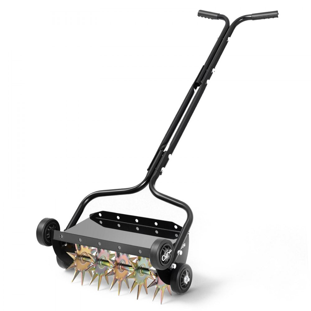 VEVOR Lawn Aerator, 18 in Manual Push Spike Aerator with 4 Wheels & Handle, Heavy Duty Grass Aerators, Supports 40 lbs
