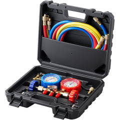 VEVOR AC Gauge Set - 3 Way AC Manifold Gauge Set for R134A R22 R12 R502 Refrigerant, Freon Gauges with 5ft Hoses