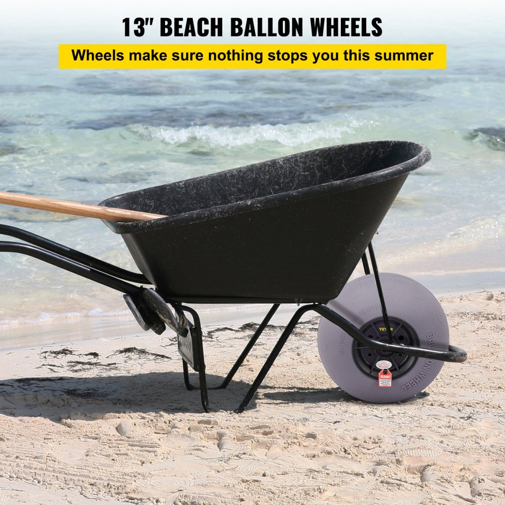 VEVOR Beach Balloon Wheels, 13" Replacement Sand Tires, TPU Cart Tires for Kayak Dolly, Canoe Cart and Buggy with Free