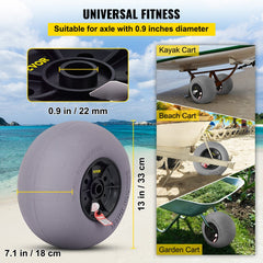 VEVOR Beach Balloon Wheels, 13" Replacement Sand Tires, TPU Cart Tires for Kayak Dolly, Canoe Cart and Buggy with Free