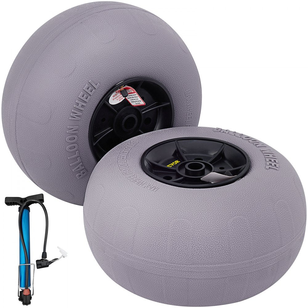VEVOR Beach Balloon Wheels, 13" Replacement Sand Tires, TPU Cart Tires for Kayak Dolly, Canoe Cart and Buggy with Free