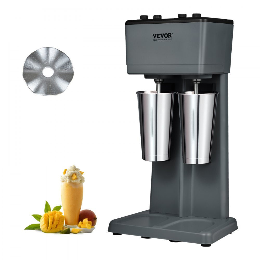 VEVOR Milkshake Machine, 375W x 2 Milkshake Maker Mixer, Dual Head Drink Mixer Blender Machine, 3-Speed Milkshake