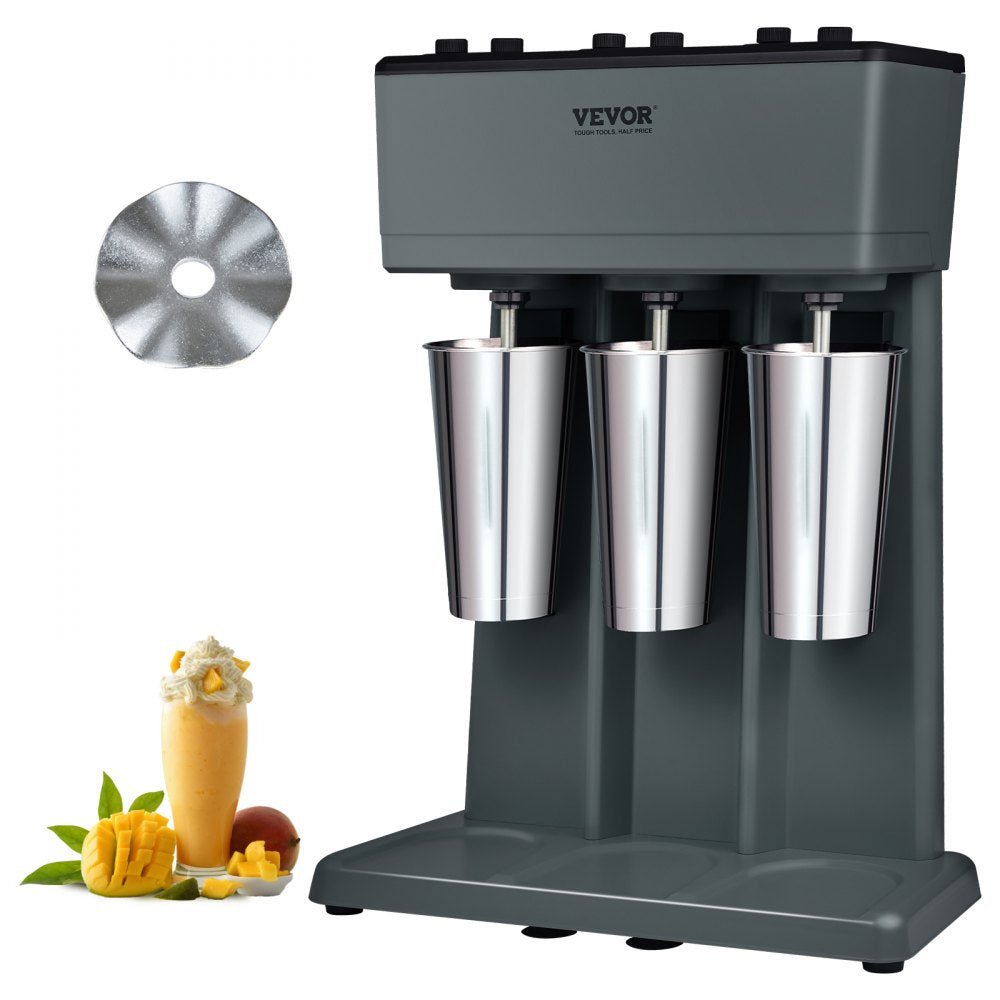 VEVOR Milkshake Machine, 375W x 3 Milkshake Maker Mixer, Triple Head Drink Mixer Blender Machine, 3-Speed Milkshake