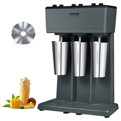 VEVOR Milkshake Machine, 375W x 3 Milkshake Maker Mixer, Triple Head Drink Mixer Blender Machine, 3-Speed Milkshake