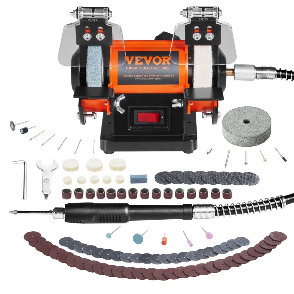 VEVOR Jewelry Polisher, Bench Grinder Polishing & Buffing Machine, 3590RPM Bench Lathe Polisher with 1 Wool Wheel & 1