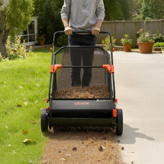 VEVOR Push Lawn Sweeper, 26 in Leaf & Grass Collector with 7 cu. ft. Hopper Bag, Adjustable Brush Height & Spinning