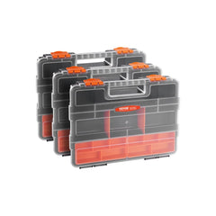 VEVOR 3-Pack Small Parts Organizer, 21 Compartments Tools Organizer Box with Removable Dividers, High-Quality PP