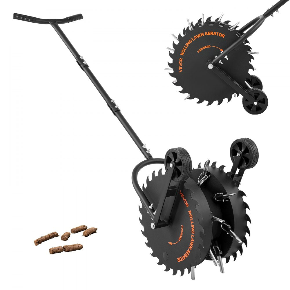 VEVOR Rolling Lawn Core Aerator, 16.6 in Coring Aerator Roller with Anti-Clog Tines, Heavy Duty & Rust-Resistant, Yard