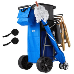 VEVOR Beach Cart with Large Wheels for Sand, 165 lbs Load Capacity, Heavy Duty Folding Beach Wagon with 10" Solid