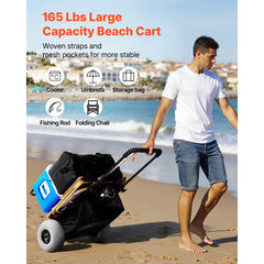 VEVOR Beach Dolly with Big Wheels for Sand, 20.1" x 14.6" Cargo Deck, w/ 9" Balloon Wheels, 165LBS Loading Capacity