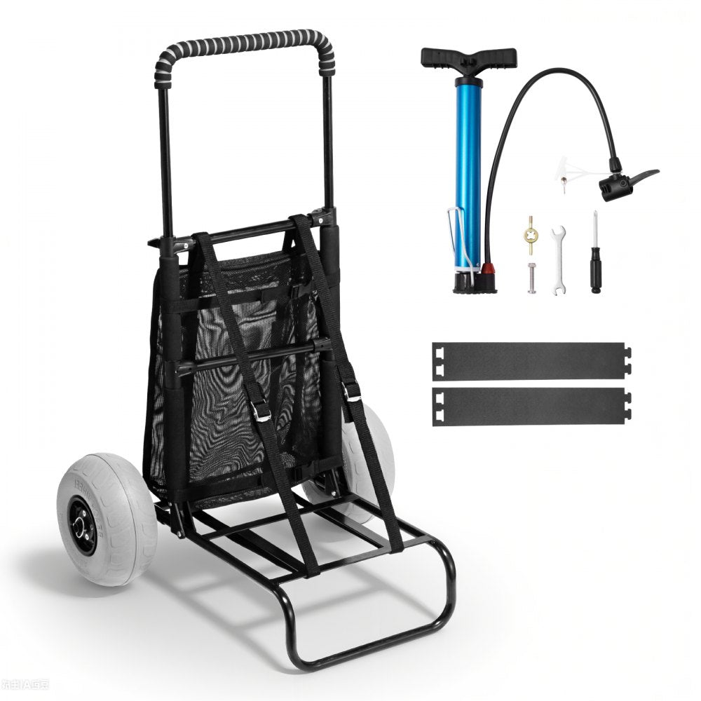 VEVOR Beach Dolly with Big Wheels for Sand, 20.1" x 14.6" Cargo Deck, w/ 9" Balloon Wheels, 165LBS Loading Capacity