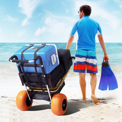 VEVOR Beach Dolly with Big Wheels for Sand, 29.9" x 15.4" Cargo Deck, w/ 12" Solid Wheels, 165LBS Loading Capacity