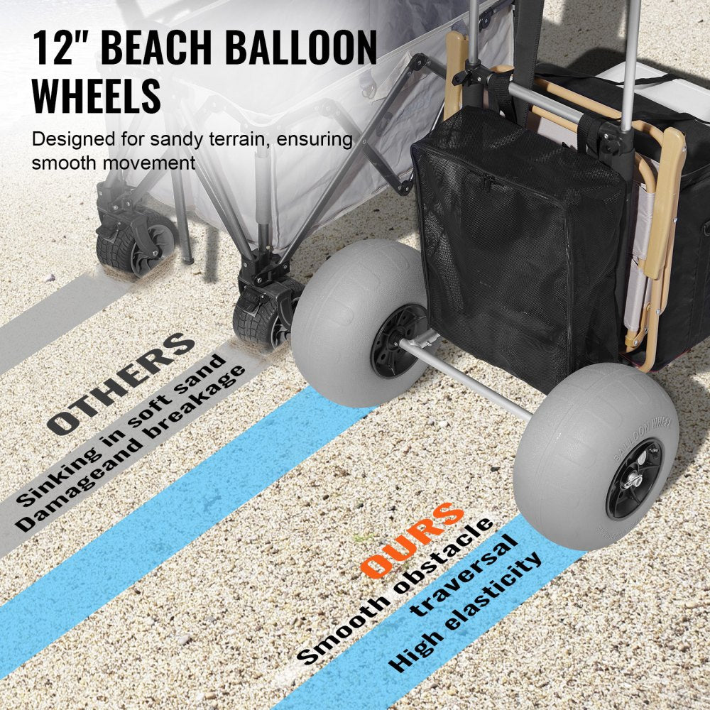 VEVOR Beach Dolly with Big Wheels for Sand, 29.9" x 15.4" Cargo Deck, w/ 12" Balloon Wheels, 165LBS Loading Capacity