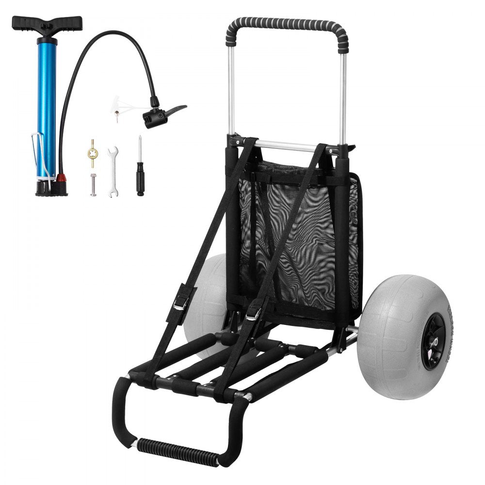 VEVOR Beach Dolly with Big Wheels for Sand, 29.9" x 15.4" Cargo Deck, w/ 12" Balloon Wheels, 165LBS Loading Capacity