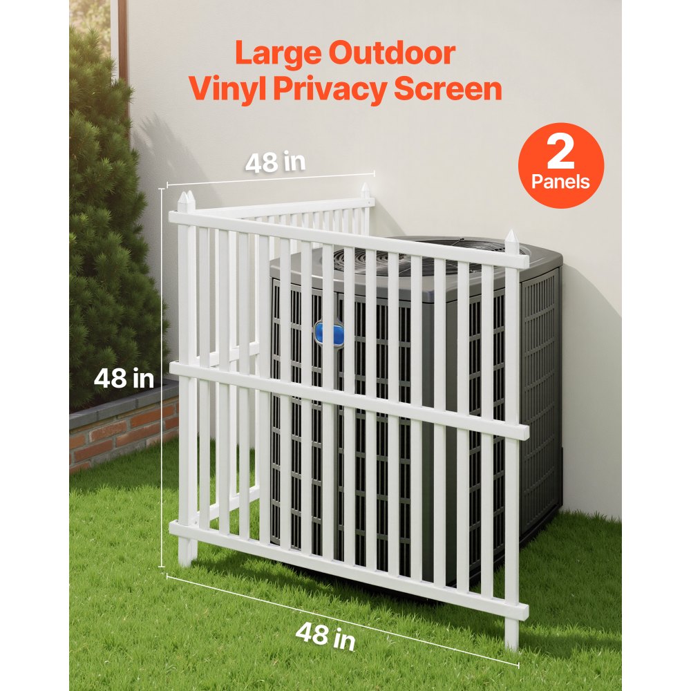 VEVOR 2 Panels Outdoor Privacy Screen, 48 x 48 in Air Conditioner Fence with 19.7 in Ground Stakes, Pool Equipment