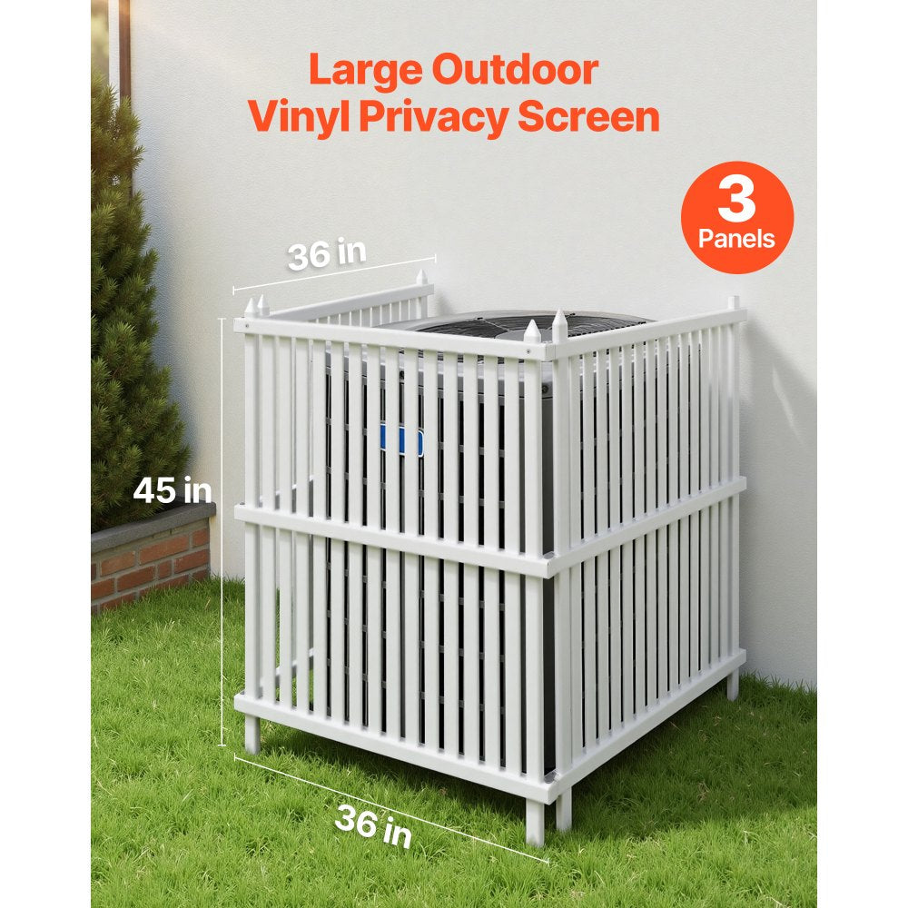 VEVOR 3 Panels Outdoor Privacy Screen, 36 x 45 in Air Conditioner Fence with 19.7 in Ground Stakes, Pool Equipment