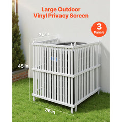 VEVOR 3 Panels Outdoor Privacy Screen, 36 x 45 in Air Conditioner Fence with 19.7 in Ground Stakes, Pool Equipment