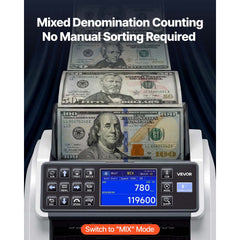VEVOR Money Counter Machine, Mixed Denomination Bill Cash Counter with CIS/UV/MG/IR/DD/DBL/HLF/CHN Counterfeit