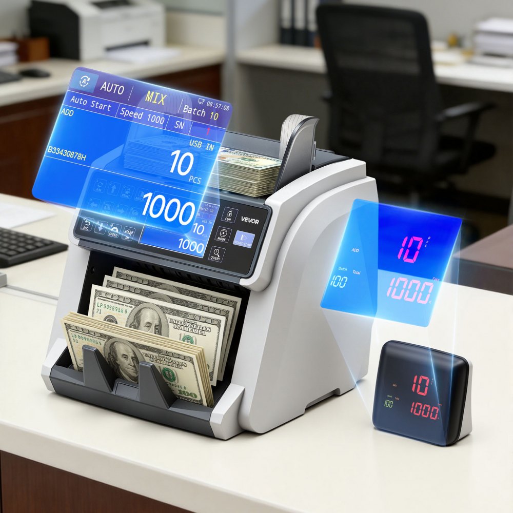 VEVOR Money Counter Machine, Mixed Denomination Bill Cash Counter with CIS/UV/MG/IR/DD/DBL/HLF/CHN Counterfeit