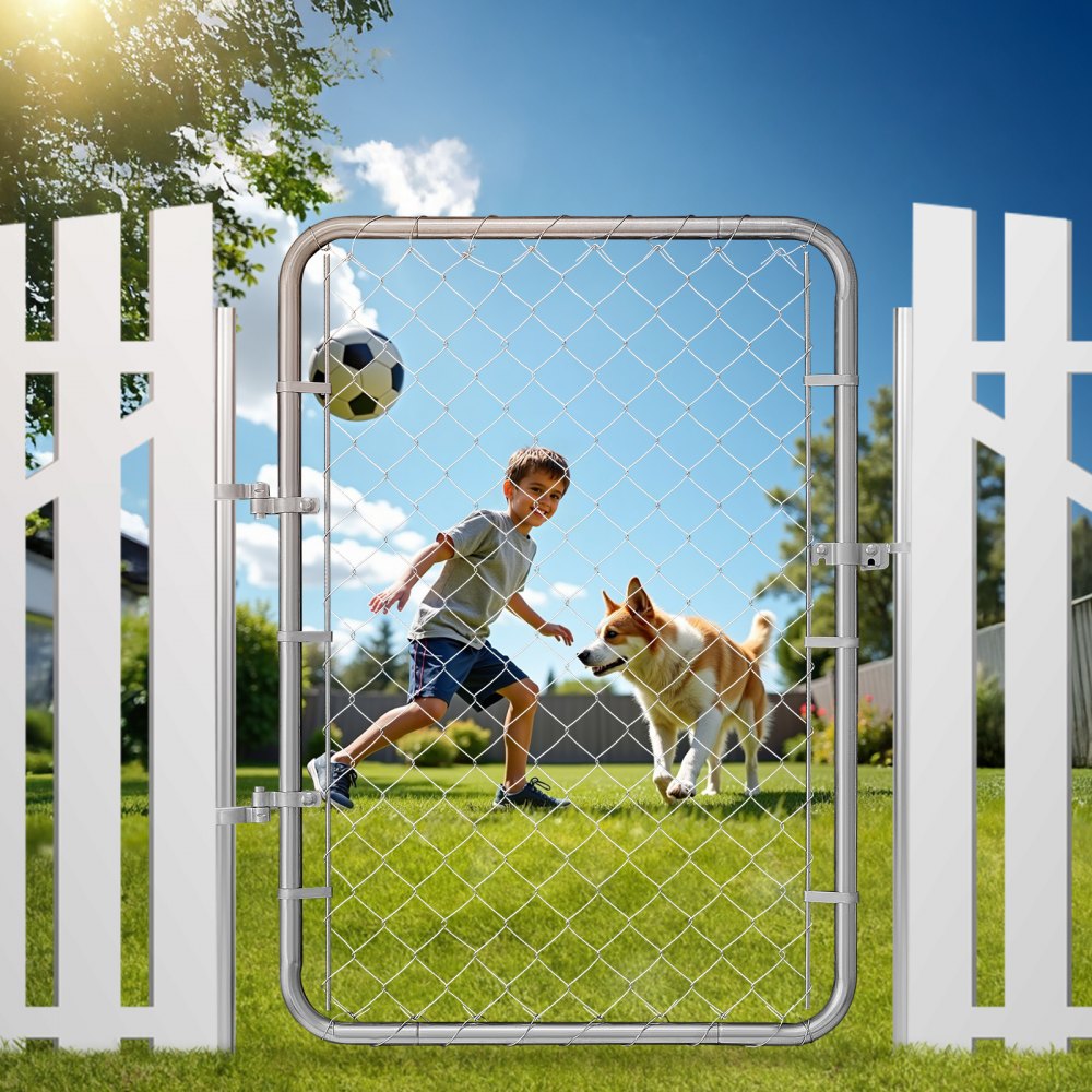 VEVOR Chain Link Fence Gate, 32 x 46 in, Adjustable Chain Link Fence Panel, Fit 2-4 ft (W) x 4 ft (H) Garden Fence Gate
