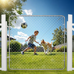 VEVOR Chain Link Fence Gate, 70 x 72 in, Adjustable Chain Link Fence Panel, Fit 3 ft (W) x 4 ft (H) Garden Fence Gate
