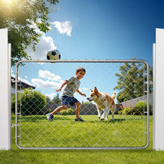 VEVOR Chain Link Fence Gate, 72 x 48 in, Adjustable Chain Link Fence Panel, Fit 2.2-6 ft (W) x 6 ft (H) Garden Fence