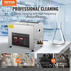 VEVOR Ultrasonic Cleaner with Digital Timer & Heater, Professional Ultra Sonic Jewelry Cleaner, Stainless Steel Heated